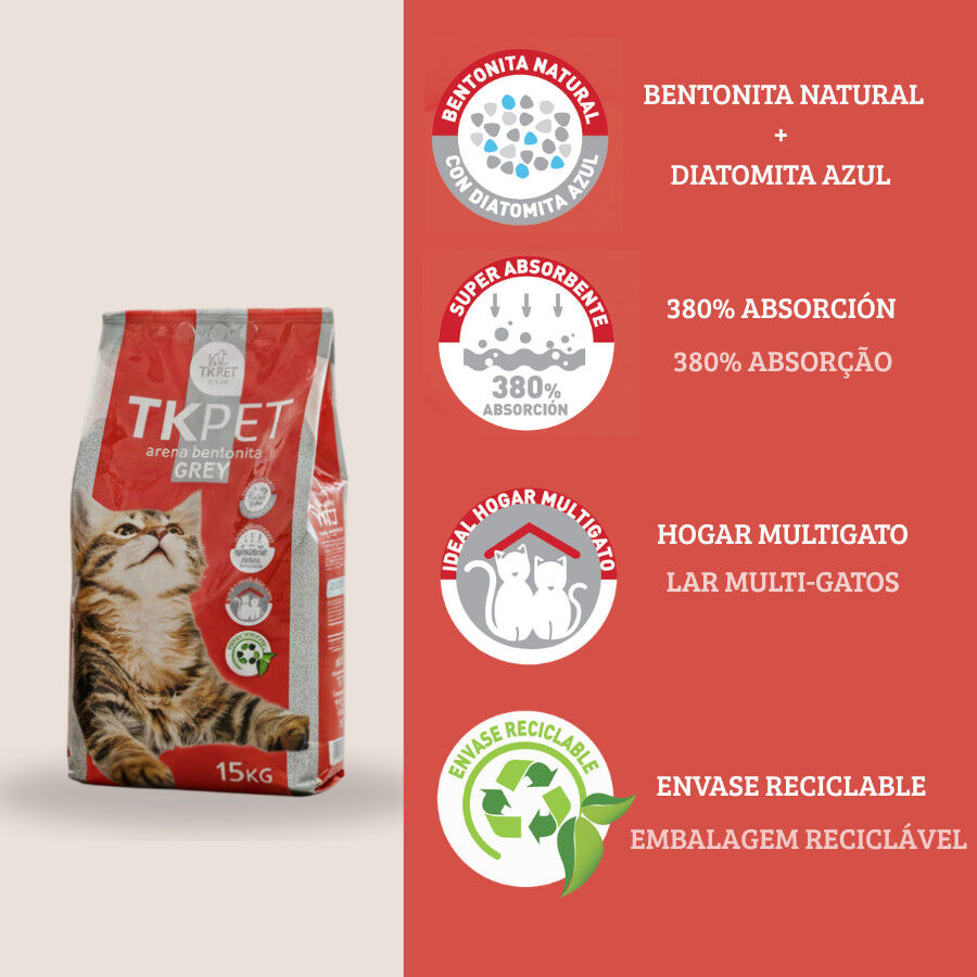 15 kg TK-Pet Arena Aglomerante Grey de Bentonita para gatos, , large Imagen numero 3