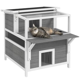 PawHut Casa para Gatos Gris Claro