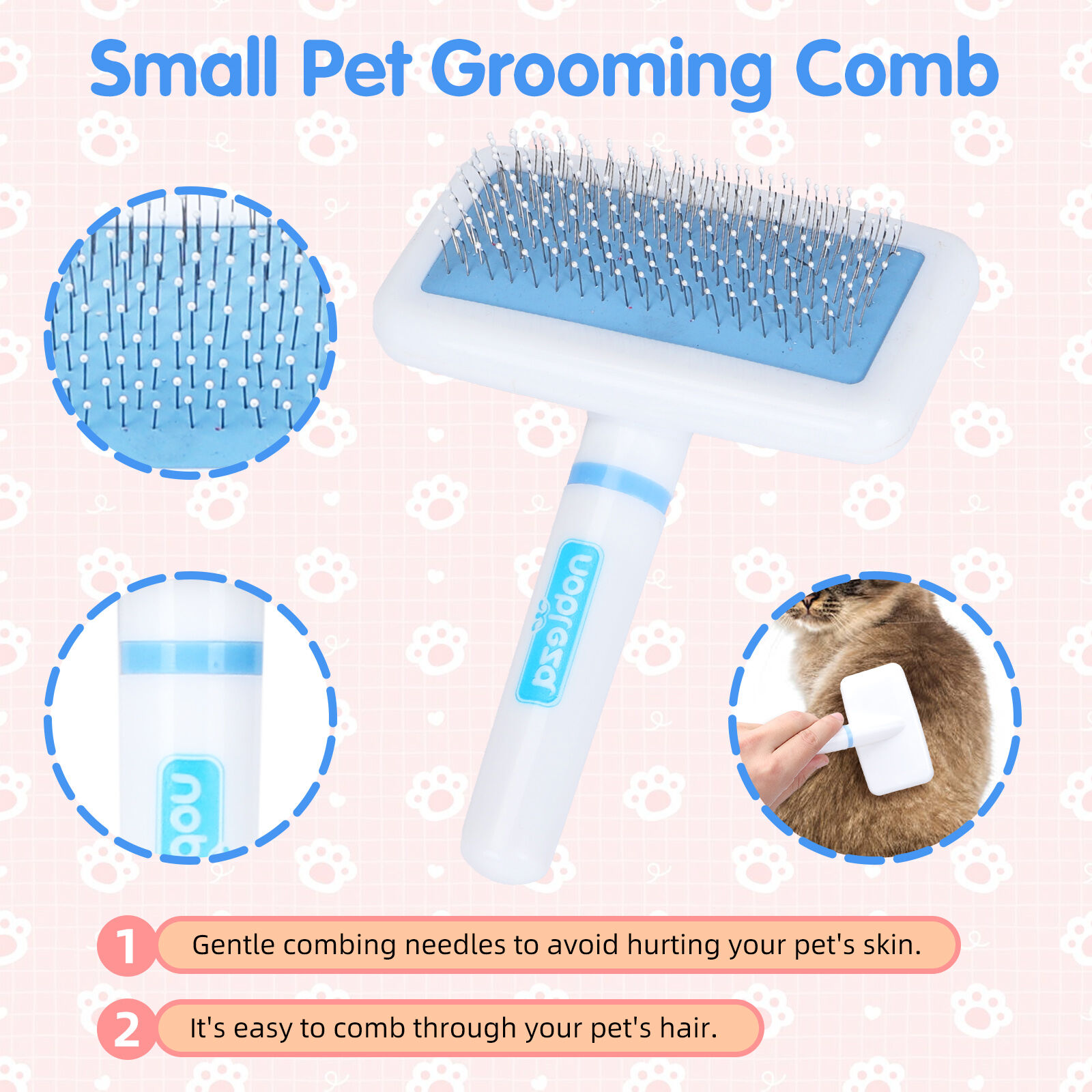 Nobleza Kit de Aseo para Conejos, Guante, Cepillo y Peine, Azul thumbnail