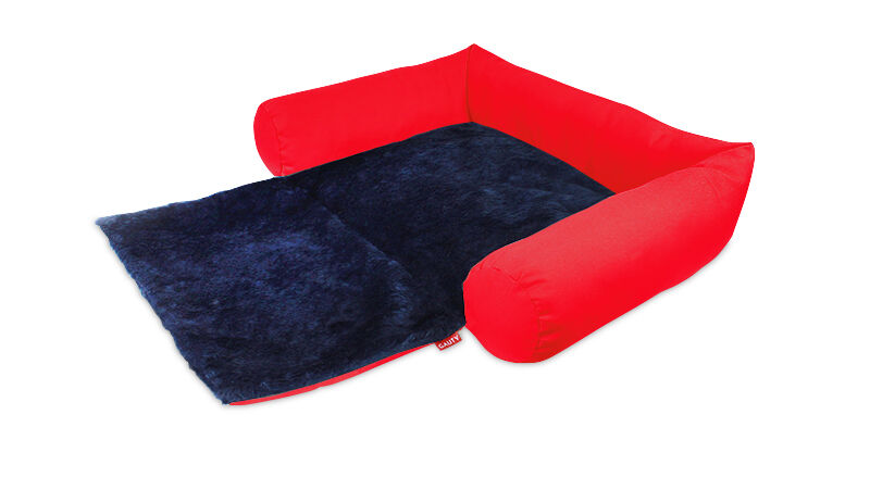 Gauty Cama Redonda para Perros y Gatos  Tela Impermeable y pelo - Rojo y azul, , large Imagen numero 1
