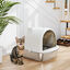 PawHut Arenero para Gatos de Acero Inoxidable con Cubierto Caja de Arena para Gatos Arenero con Bolsa Desodorizante Pala Fácil de Limpiar 52,4x41,3x39,9 cm Blanco, , large indicador imagen numero 2