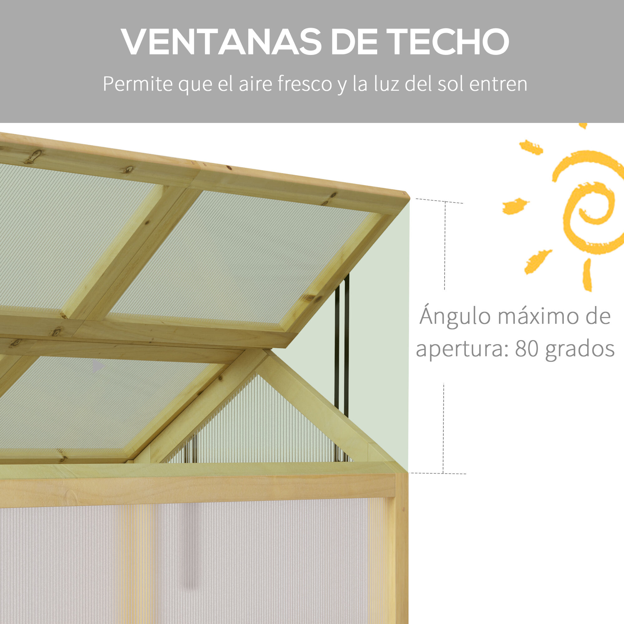 Outsunny Invernadero de Jard&iacute;n con Paneles de Policarbonato Huerto Urbano de Jard&iacute;n Vivero Casero con 4 Ventanas Abatibles para Cultivo Plantas Flores Terraza Exterior 90x48x49,5 cm Transparente, , large Imagen numero 5
