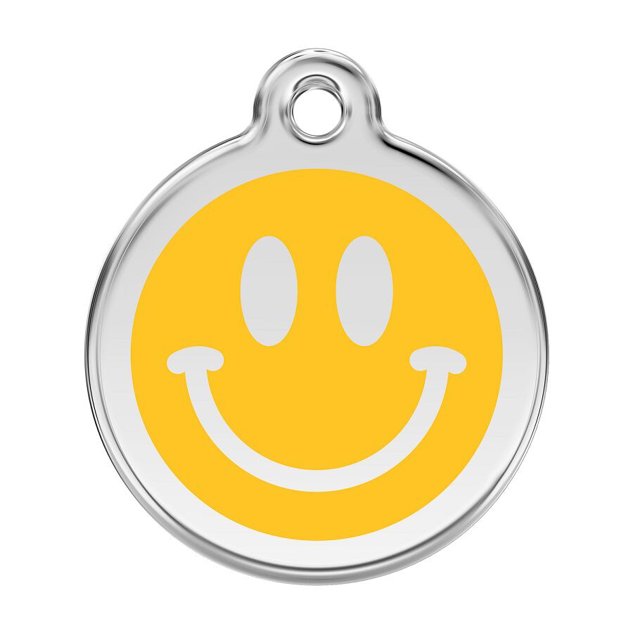 Placa identificativa Acero Inoxidable Esmalte Smiley Sonriente Amarillo para perros, , large Imagen numero 1