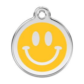 Red dingo Placa identificativa Acero Inoxidable Esmalte Smiley Sonriente Amarillo para perros