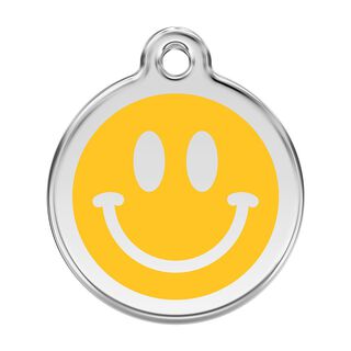 Red dingo Placa identificativa Acero Inoxidable Esmalte Smiley Sonriente Amarillo para perros