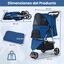 COSTWAY Cochecito Plegable para Mascotas, Carrito para Perros con Capota Ajustable, Almohadilla Lavable Extra&iacute;ble, Cesta de Almacenaje, Portavasos, Carro para Perros hasta 15 kg, 82x45x100 cm (Azul), , large indicador imagen numero 5