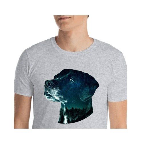 Mascochula camiseta hombre noche estrellada personalizada con tu mascota gris thumbnail