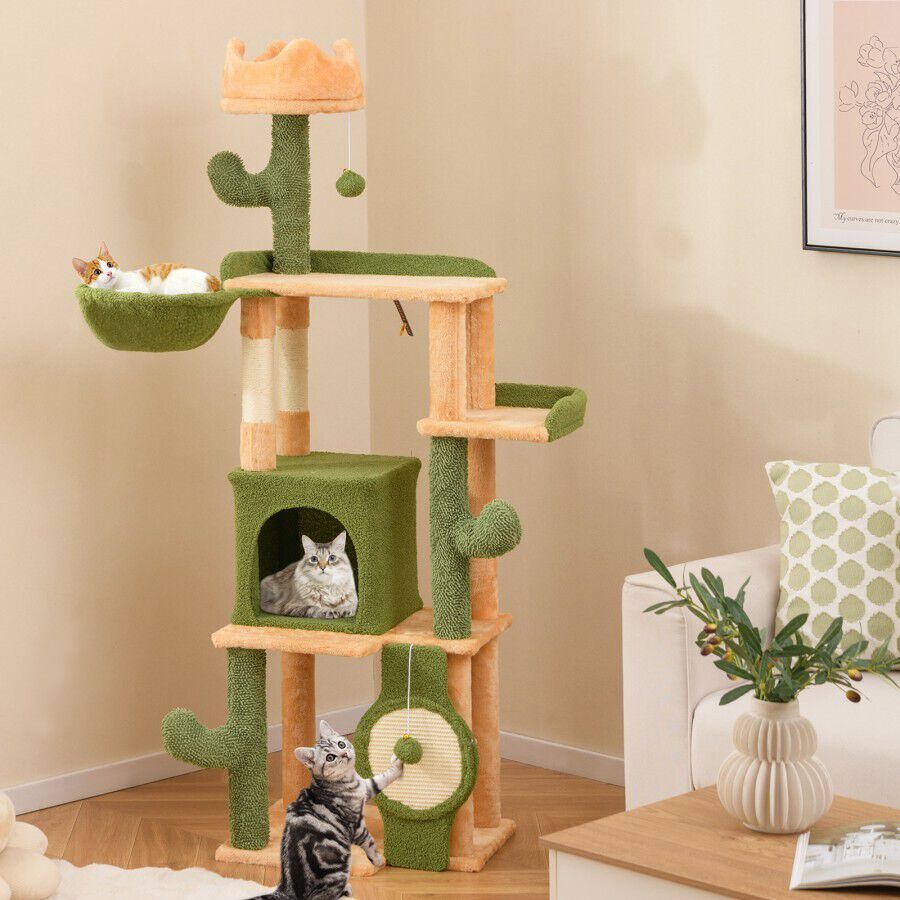 COSTWAY &Aacute;rbol de Gato de 160 CM Interior, Torre de Gato Multi-nivel Grande con Postes de Sisal para Rascar, Condo, Perchas Acolchadas, Juguetes Colgantes, Centro de Actividad Moderno para Gatitos, , large Imagen numero 4