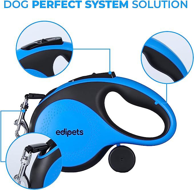 Edipets correa extensible con sistema de frenado azul para perros, , large Imagen numero 2
