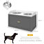 PawHut Comedero Elevado para Perros Grandes Cuencos para Perros con 2 Tazones 2000ml de Acero Inoxidable y Cajón Oculto Soporte de Madera para Mascotas 60x30x36 cm Gris y Blanco, , large indicador imagen numero 3