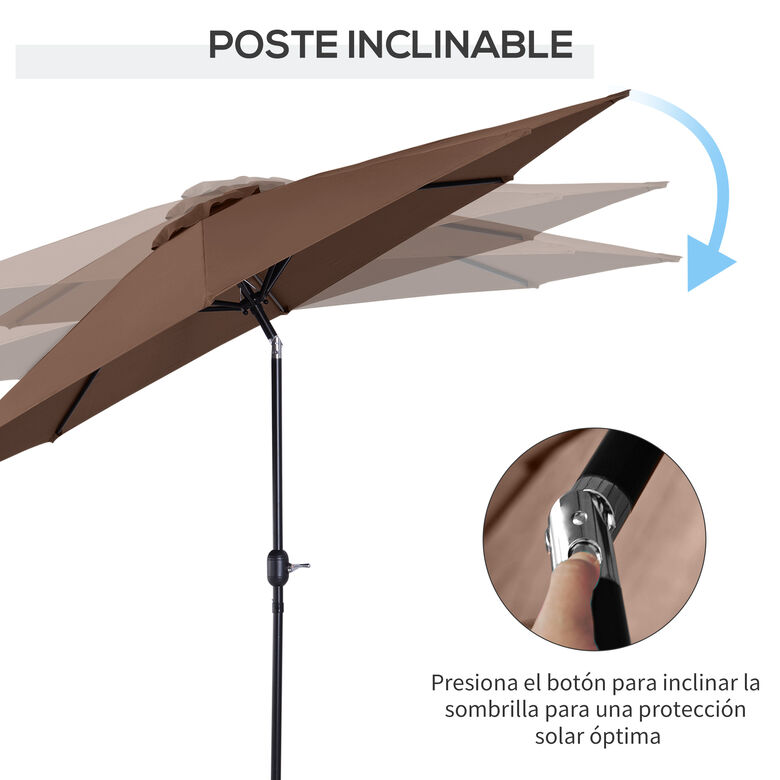 Outsunny Sombrilla De Jardín Con Manivela Café thumbnail
