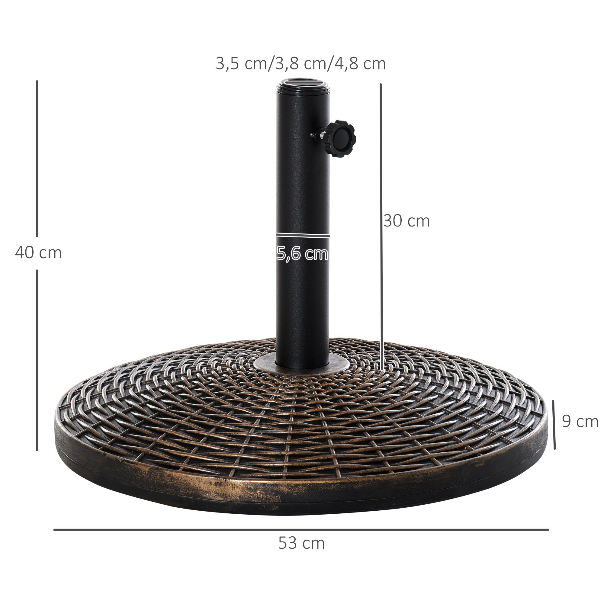 Outsunny Base de Sombrilla Ajustable &Phi;53x40 cm Universal Pie de Parasol de Cemento Soporte de Sombrilla Redondo Estilo Retro HDPE Patio Jard&iacute;n Playa, , large Imagen numero 3