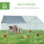 PawHut Gallinero Exterior Grande de Metal Galvanizado 3x4x1,95 m Jaula de Aves con Puerta Cubierta de Tela Oxford Resistente a los Rayos UV y al Agua para Patio Plata, , large indicador imagen numero 5