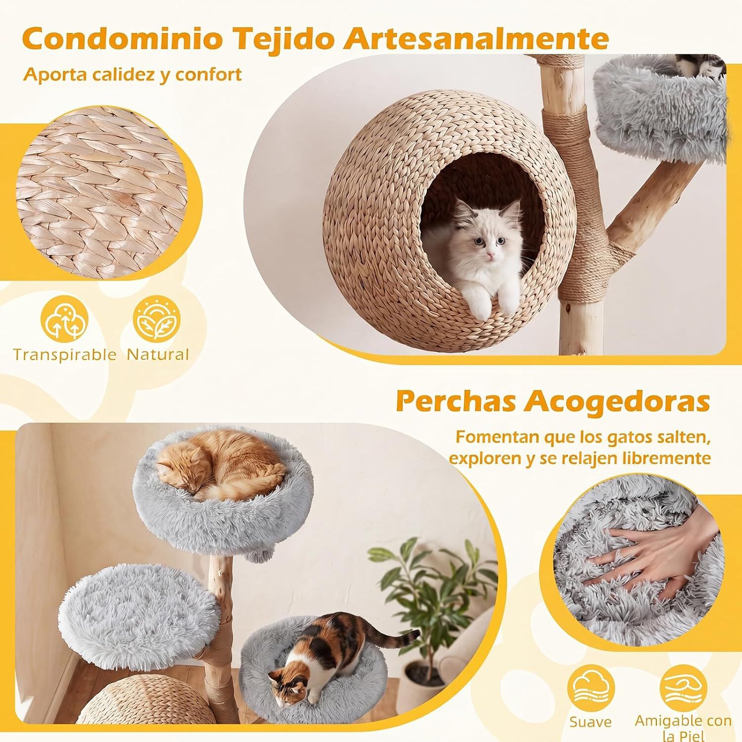 COSTWAY &Aacute;rbol para Gatos de 134 cm, Centro de Actividad para Mascotas (Gris), , large Imagen numero 4