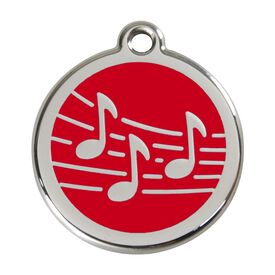 Red Dingo Placa identificativa Acero Inoxidable Esmalte Música Rojo para perros