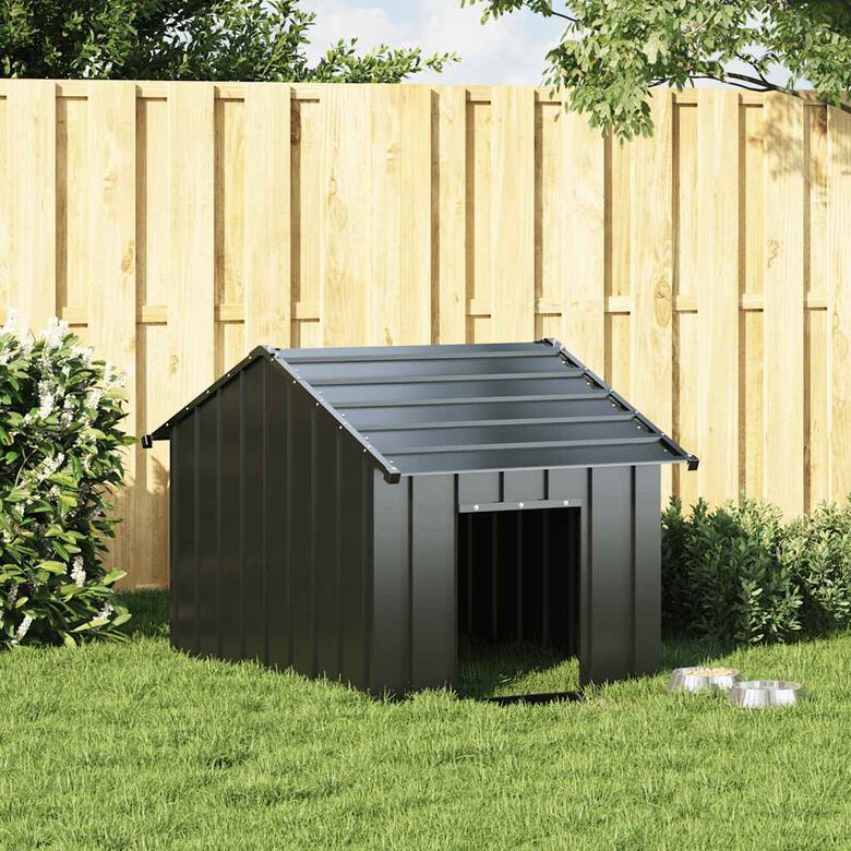 vidaXL Caseta para perros con techo acero galvanizado thumbnail