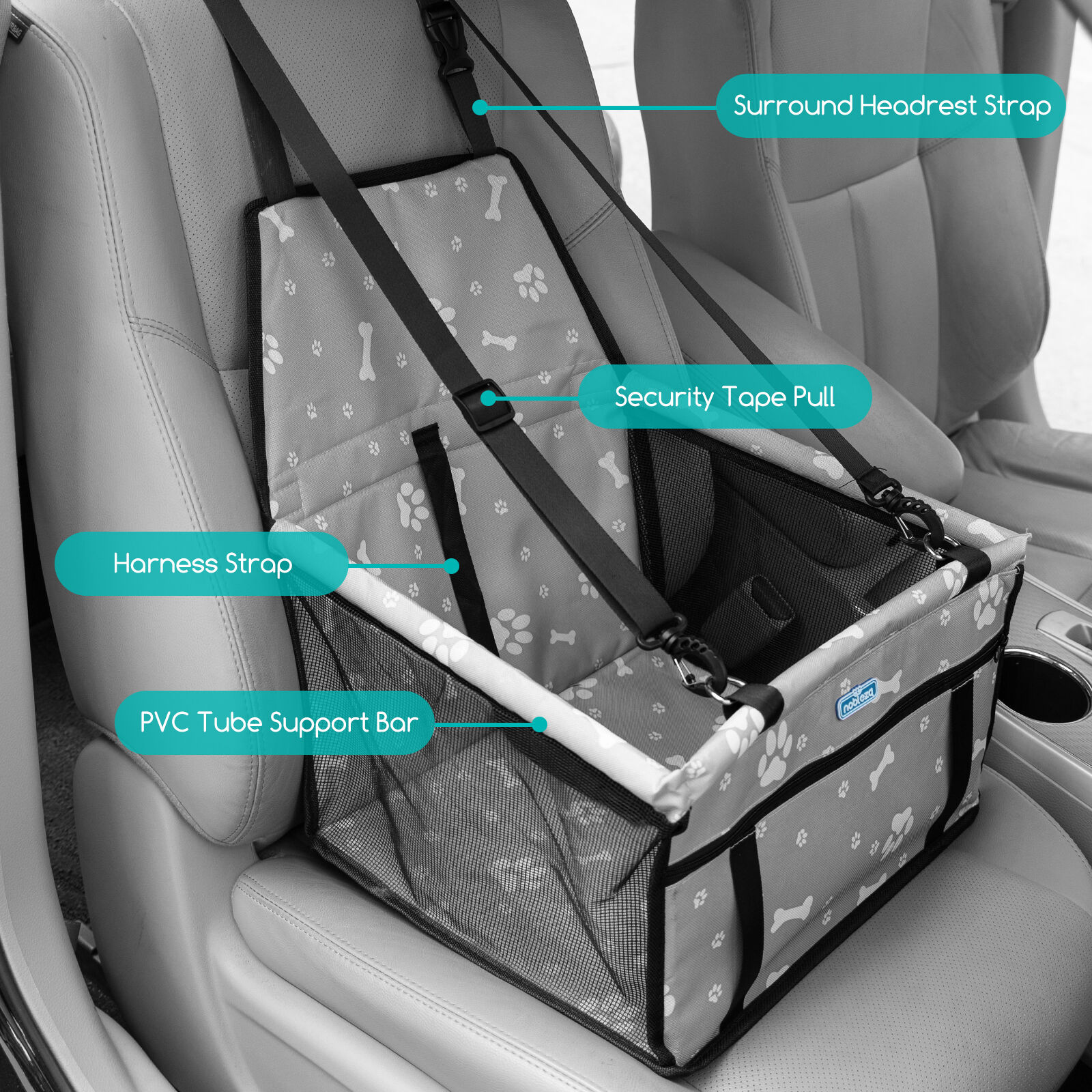 Nobleza Asiento de seguridad para coches negro para perros thumbnail