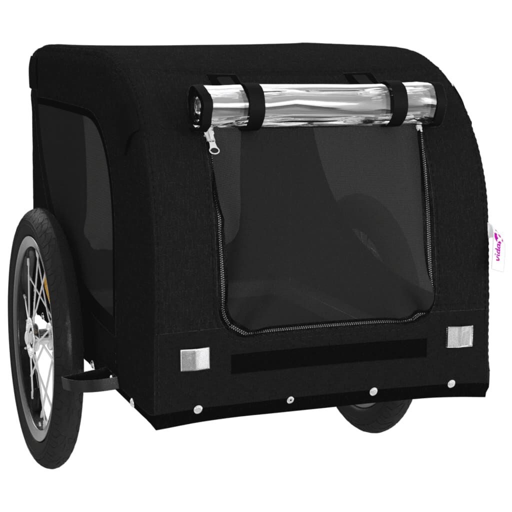vidaXL Remolque de bicicleta para perros hierro y tela Oxford negro, , large Imagen numero 4