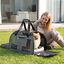 COSTWAY Transport&iacute;n con Ruedas para Gatos con Mango Telesc&oacute;pico, Bolsa Transporte Plegable con Asa Acolchada, Entradas con Cremallera y Coj&iacute;n Extra&iacute;ble, Portador de Viaje para Mascotas, Gris Azul, , large indicador imagen numero 2
