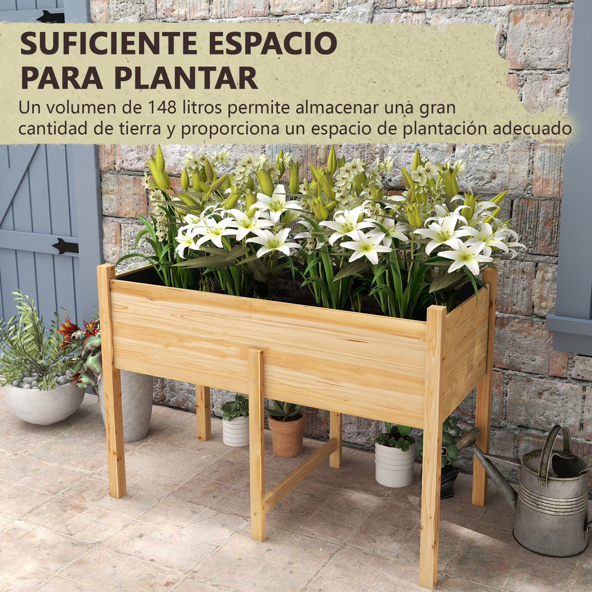 Outsunny Mesa de Cultivo Madera Natural, , large Imagen numero 5