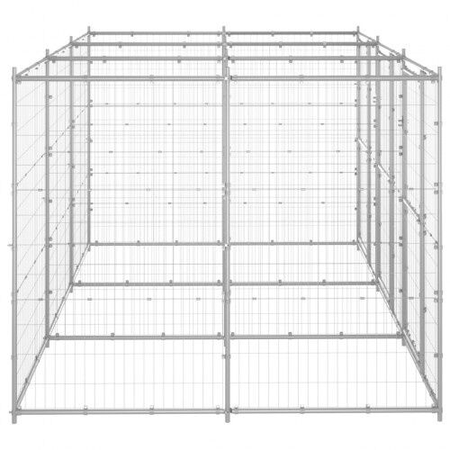 Vidaxl perrera con puertas de bisagra plateado para perros, , large Imagen numero 12