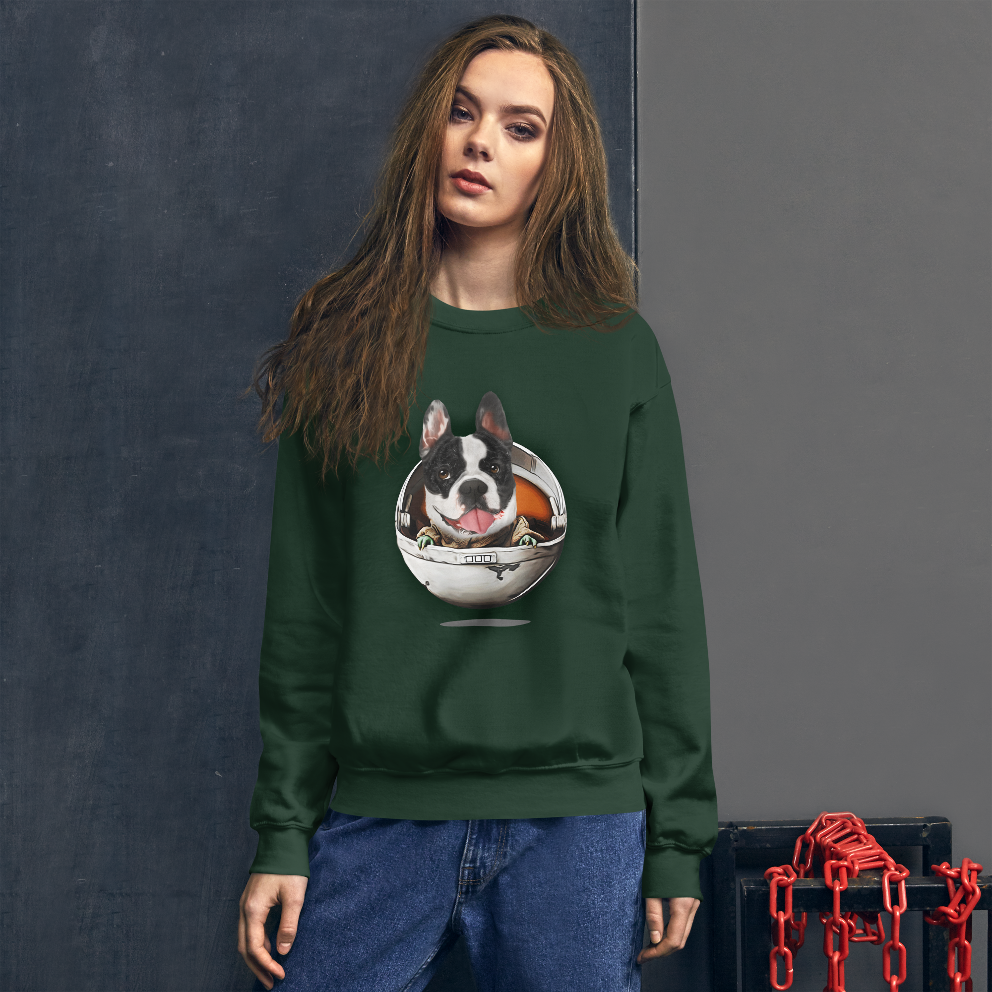 Mascochula Sudadera Verde personalizada Unisex, , large Imagen numero 2