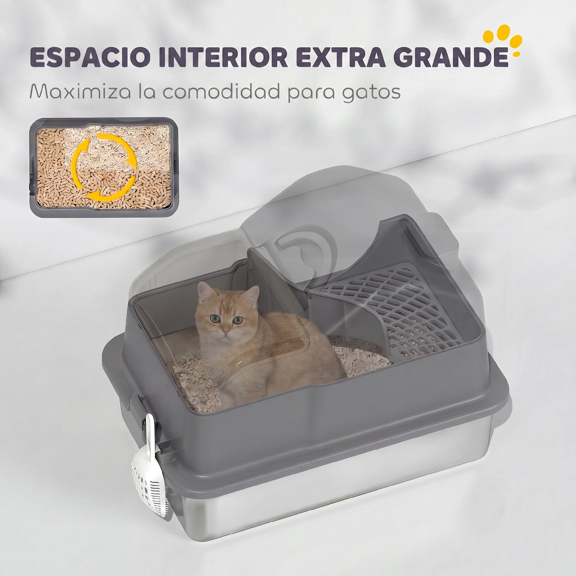 PawHut Arenero para Gato Gris Oscuro, , large Imagen numero 5