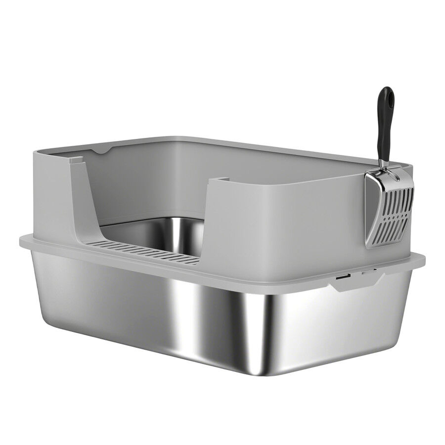 PawHut Arenero Acero Inoxidable Gris XL para gatos, , large Imagen numero 1