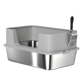 PawHut Arenero Acero Inoxidable Gris XL para gatos