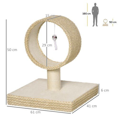 Pawhut rascador circular beige para gatos, , large Imagen numero 3