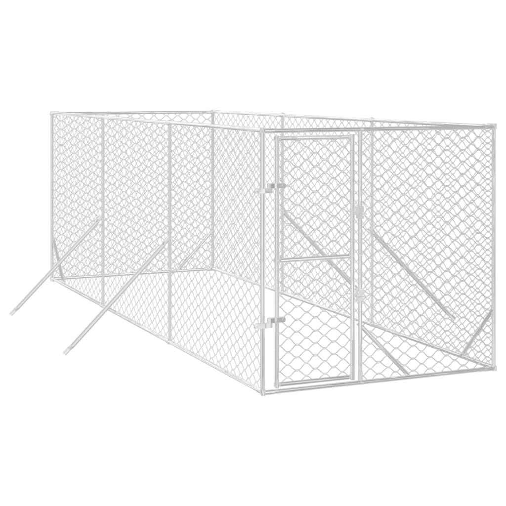 vidaXL Perrera de exterior acero galvanizado plateado 4x4x2 m, , large Imagen numero 49