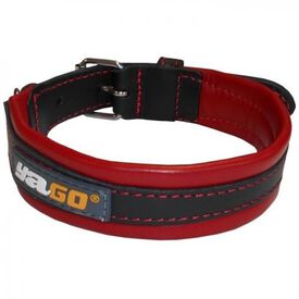 Yago collar de cuero ajustable rojo y negro para perros medianos