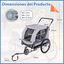 COSTWAY Remolque Bici Perro 2 en 1, Soporta hasta 80 kg, Tejido Oxford 600D, Carro para Perros con Acoplador Universal para Bicicleta, Estructura Plegable con Rueda Delantera Giratoria, Reflectores, , large indicador imagen numero 3