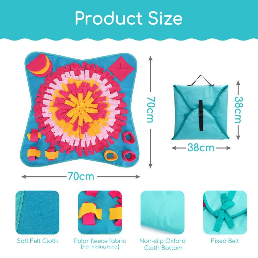 Nobleza - Alfombra Olfativa Juego de Inteligencia para Perros &ndash; Juguete Interactivos Snuffle Mat para Perros - Estera de Alimentaci&oacute;n Lenta Port&aacute;til para Entrenamiento de Forrajeo, 70*70cm, , large Imagen numero 2