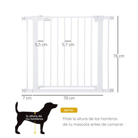 PawHut Barrera de Seguridad Extensible para Perros Valla Protección para  Escaleras y Puertas 113-166x36x71 cm Blanco