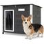 COSTWAY Caseta para Perros Exterior, Casa para Perros de Madera | con Puerta, Techo Inclinado Abatible, Puerta de PVC, Patas Elevadas, 85,5 x 56,5 x 64,5cm Mueble Perrera para Mascotas, Gris, , large indicador imagen numero 1