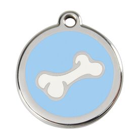 Red Dingo Placa identificativa Acero Inoxidable Esmalte Comic Hueso Azul Claro para perros