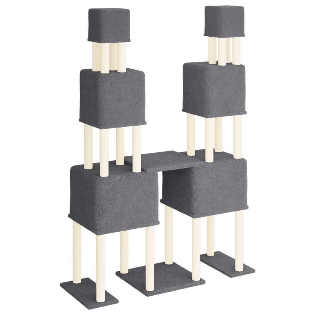 VidaXL Árbol Rascador con plataformas y cuevas gris oscuro para gatos thumbnail