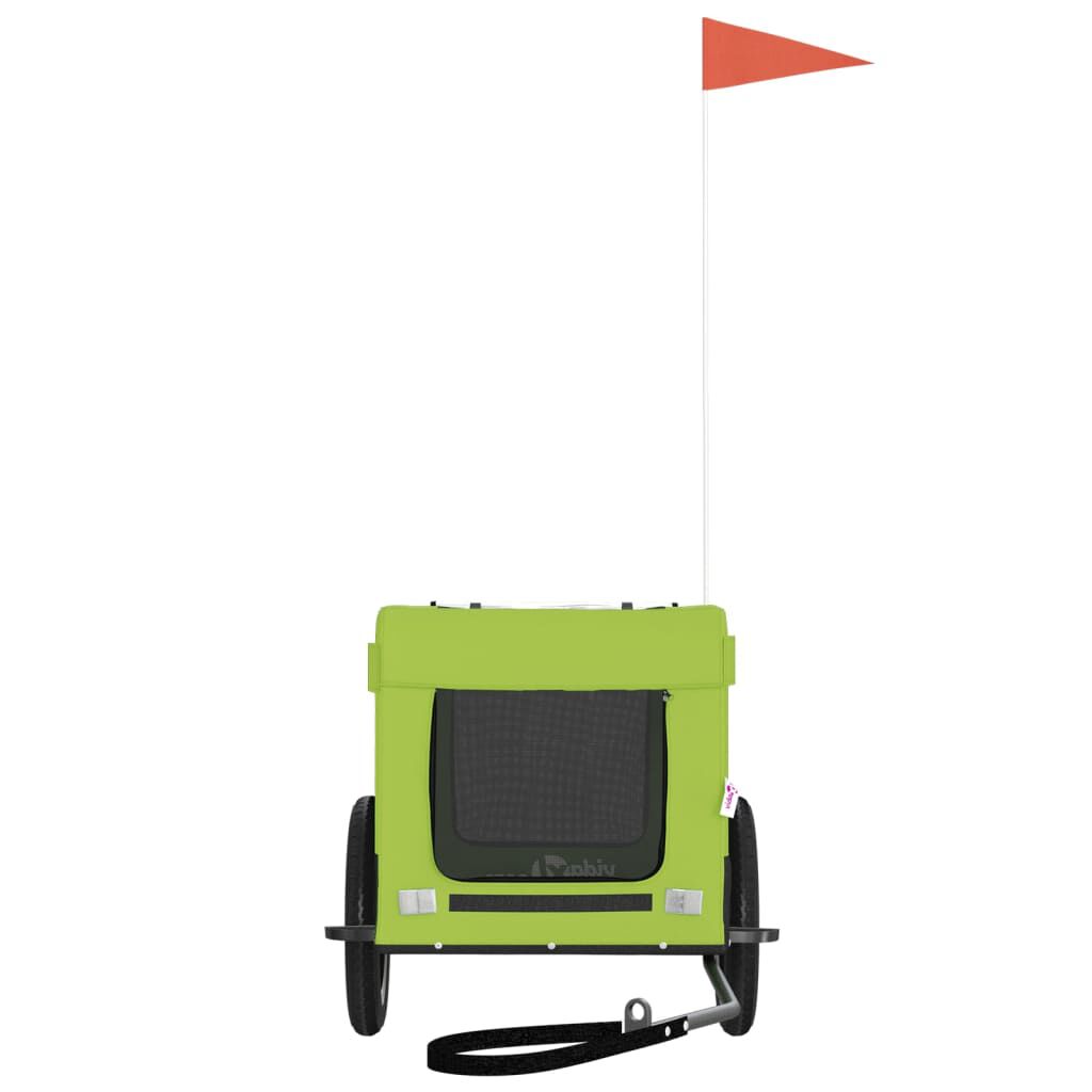 vidaXL Remolque bicicleta para perros hierro tela Oxford verde negro, , large Imagen numero 4