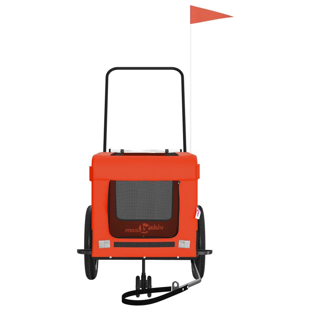 vidaXL Remolque de bicicleta mascotas hierro tela Oxford naranja negro, , large Imagen numero 4