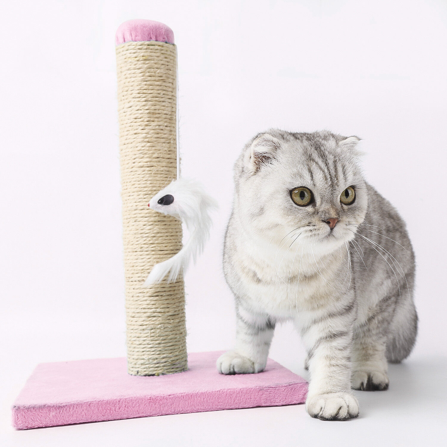 Nobleza &ndash; Poste rascador para gatos de sisal con juguete. Peque&ntilde;o, Color Rosa Medidas: 25 * 25 * 35 cm, , large Imagen numero 4