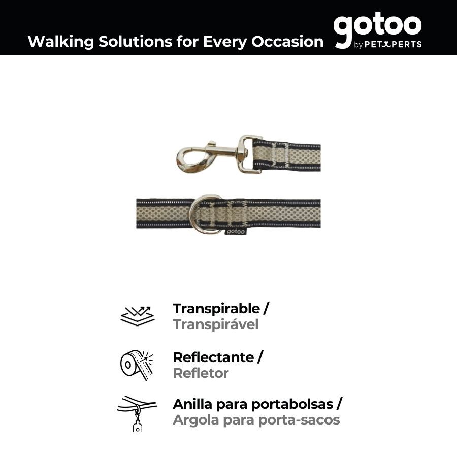 Gotoo Correa reflectante de malla gris para perro, , large Imagen numero 4