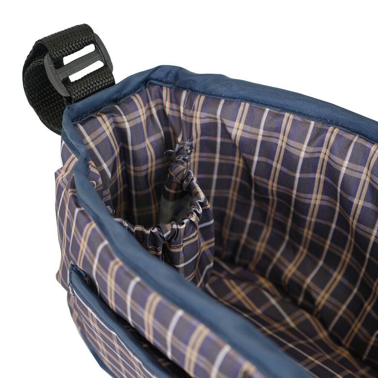 MonsterShop Bolsa caddy tartán azul para cochecito para perros y gatos thumbnail