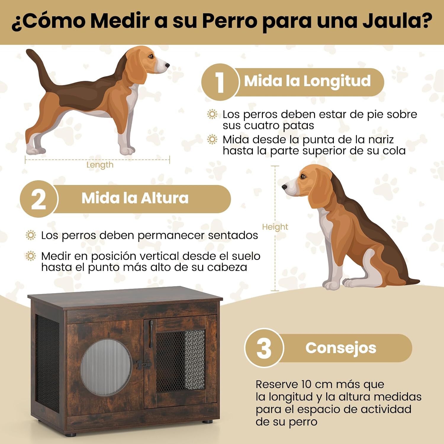 COSTWAY Mueble para Mascotas, 2 en 1 Jaula de Metal Resistente a Mordeduras con Ventana Translúcida, Caseta de Madera como Mesa Lateral, Ideal para Perros Pequeños y Medianos, Marrón Rústico thumbnail