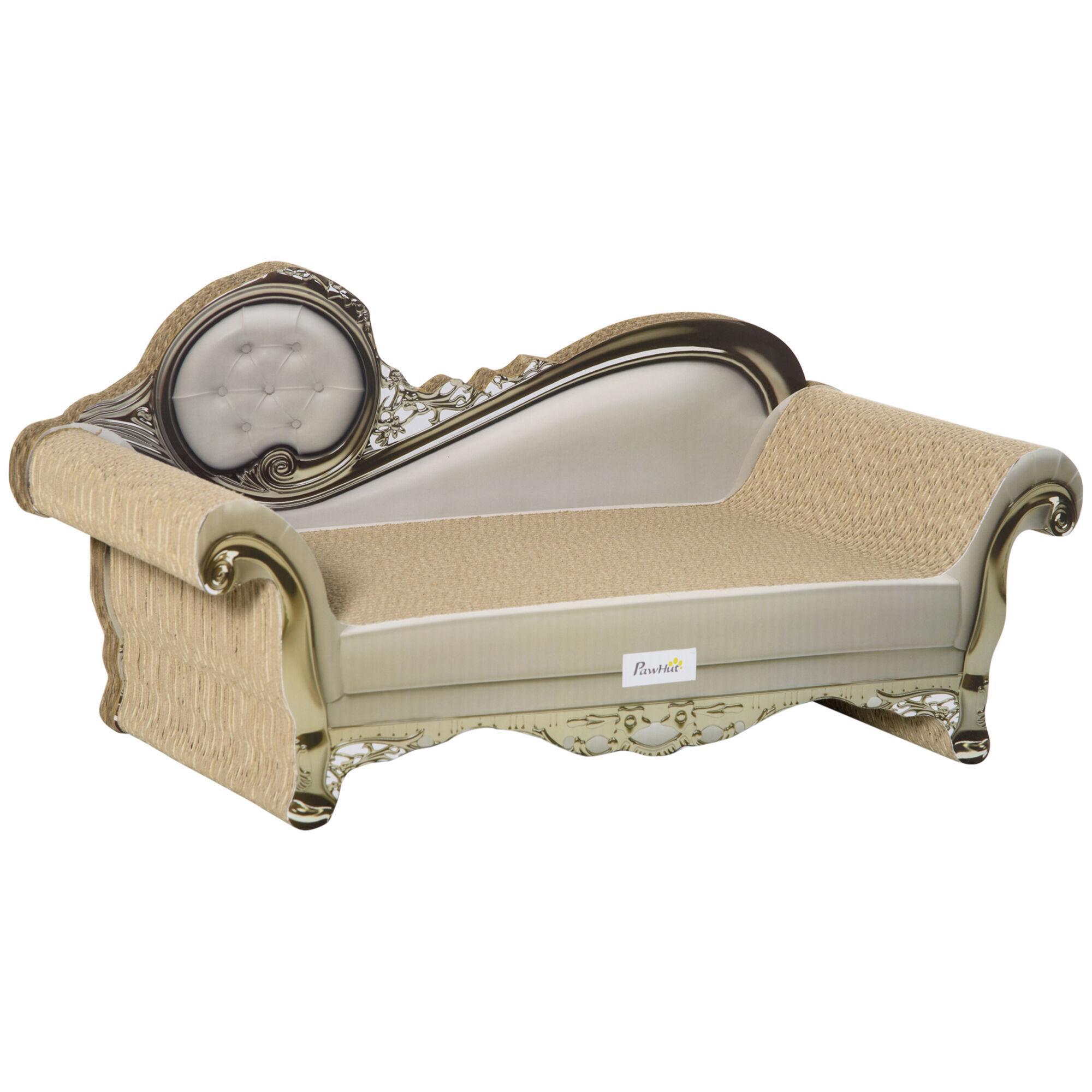 PawHut Rascador Cartón para Gatos en Forma de Sofá 2 en 1 Rascador para Gatos con Catnip para Interior 60x29,5x29 cm Marrón