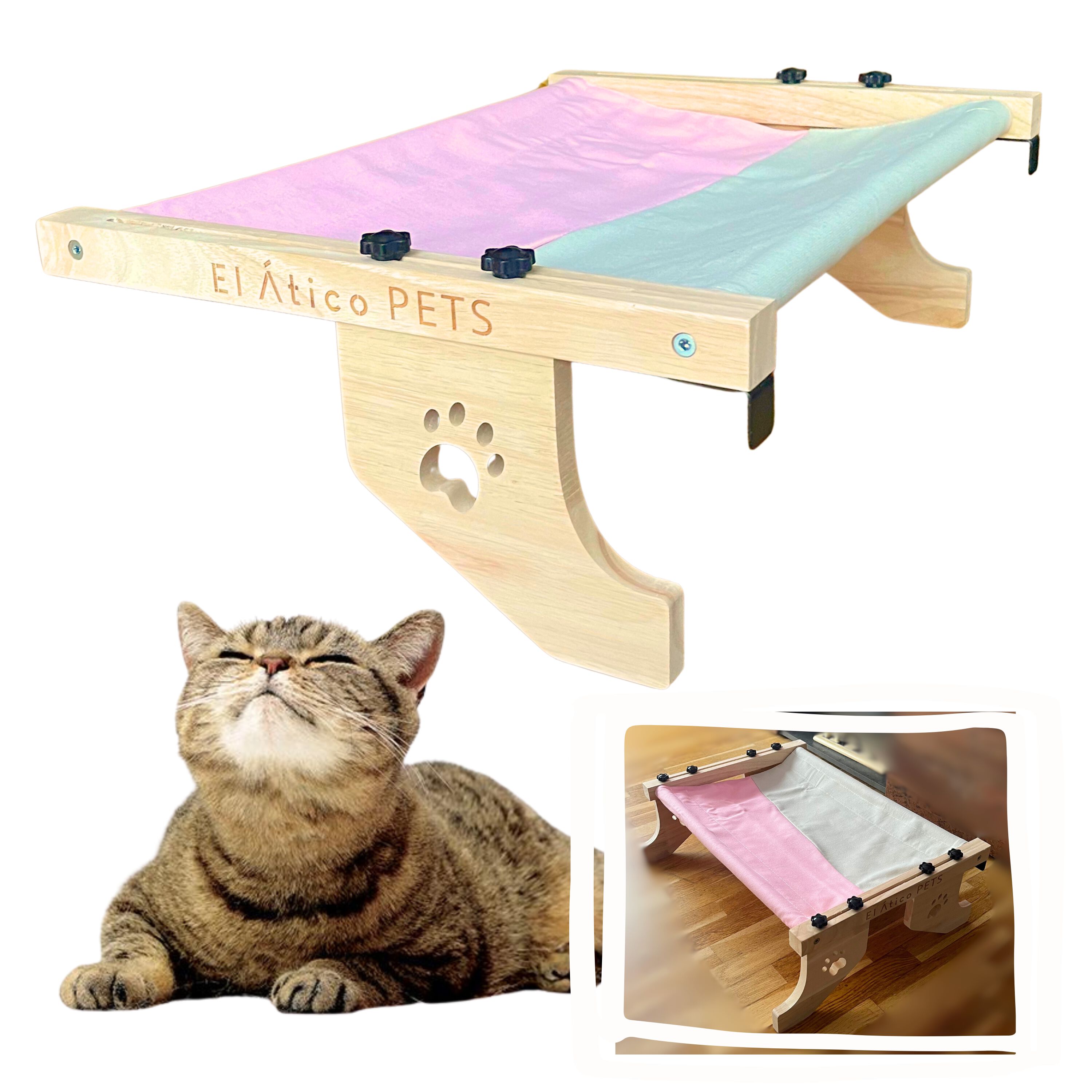 EL &Aacute;TICO PETS Hamaca Gato Ventana. Uso Colgante a 2 Patas o en Suelo con 4 Patas. Cama Gato Radiador. Hamaca Ventana Gato. Cama para Gatos Grande. Cat Bed. Camita para Gatos, , large Imagen numero 1