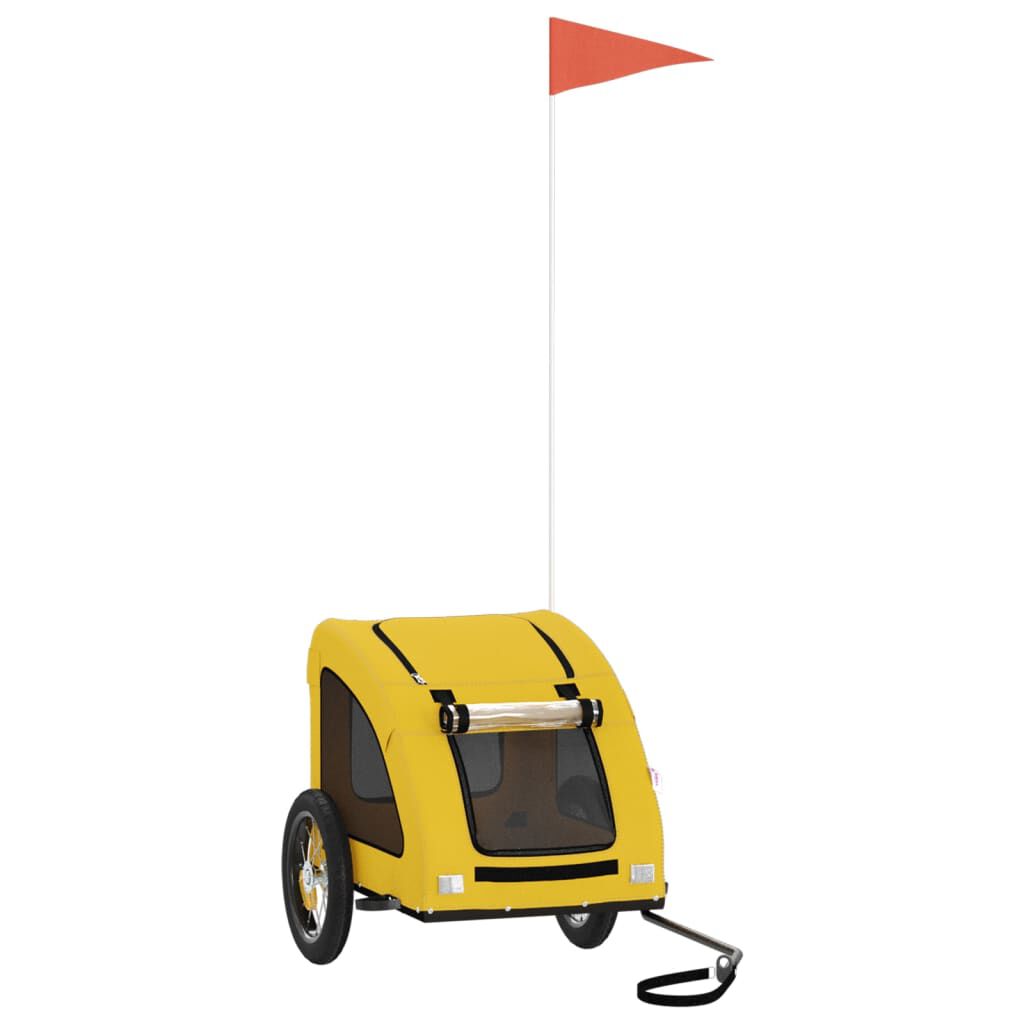 vidaXL Remolque de bicicleta para perros hierro y tela Oxford amarillo, , large Imagen numero 1