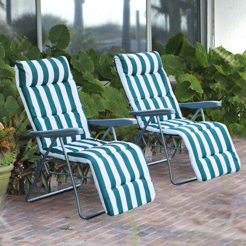 Tumbonas plegables y reclinables con reposapi&eacute;s color Verde, , large Imagen numero 5