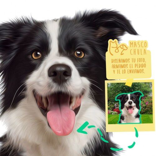 Mascochula spring doble retrato realista personalizado en lámina con tu mascota thumbnail