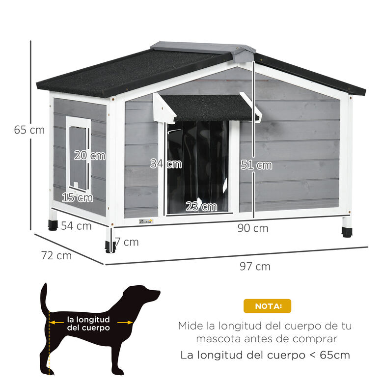 PawHut Caseta de Madera con Techo Asfáltico Abatible para mascotas thumbnail